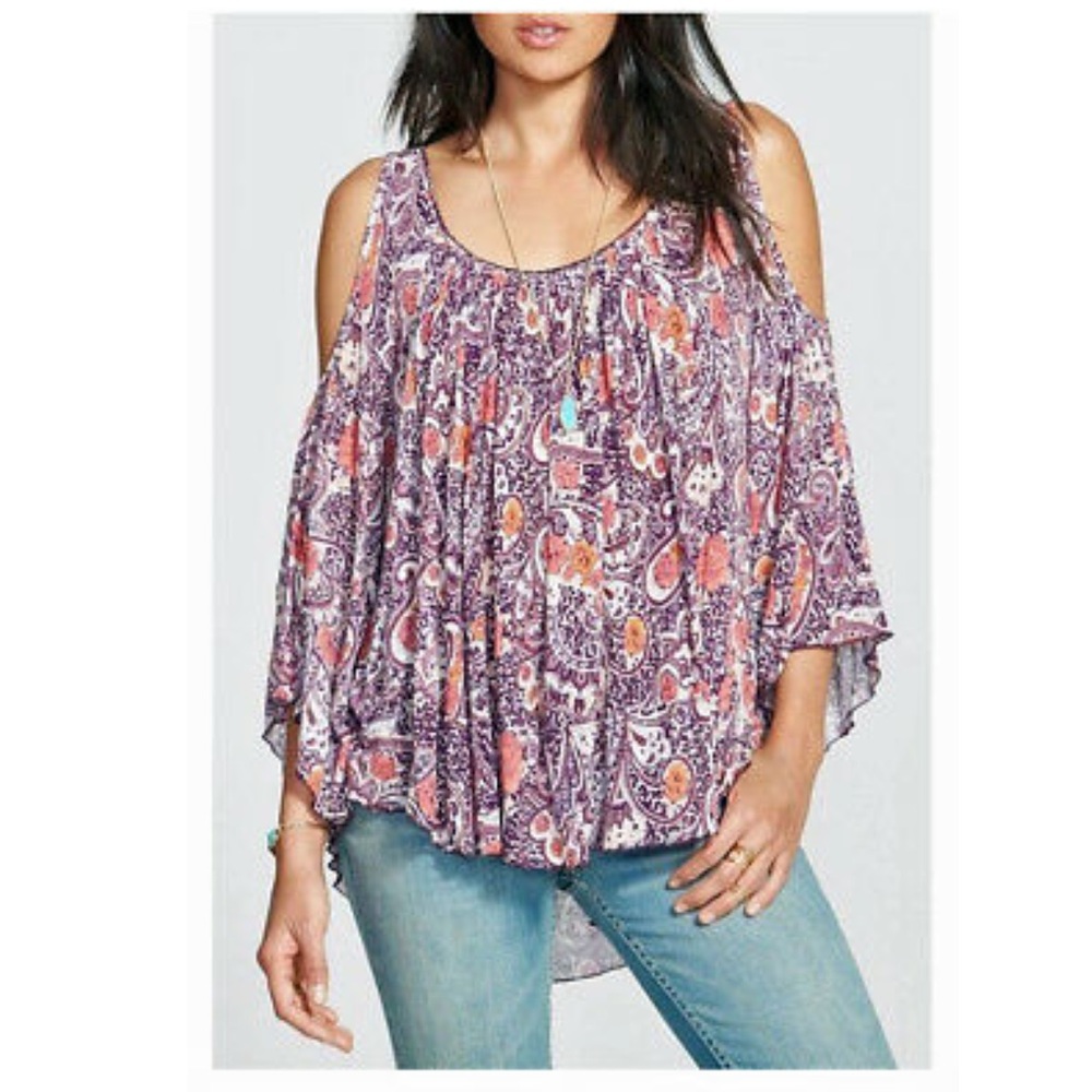 Free People Printer Chloe Cold Shoulder Large